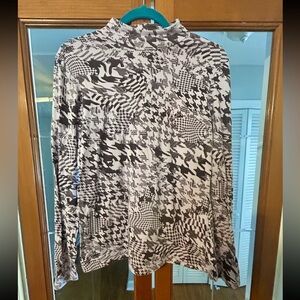 Mauve Lavender and Maroon Mock Neck Top